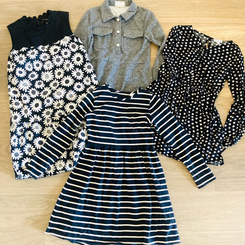 Stylish Black and White Striped Kids Dress